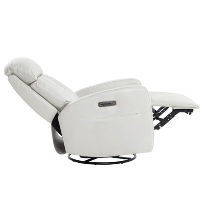 Fauteuil inclinable pivotant en cuir véritable Maxwell avec lombaire et appui-tête électriques