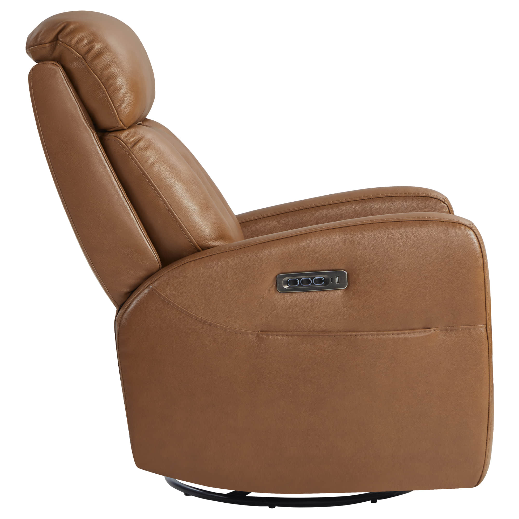Fauteuil inclinable pivotant en cuir véritable Maxwell avec lombaire et appui-tête électriques