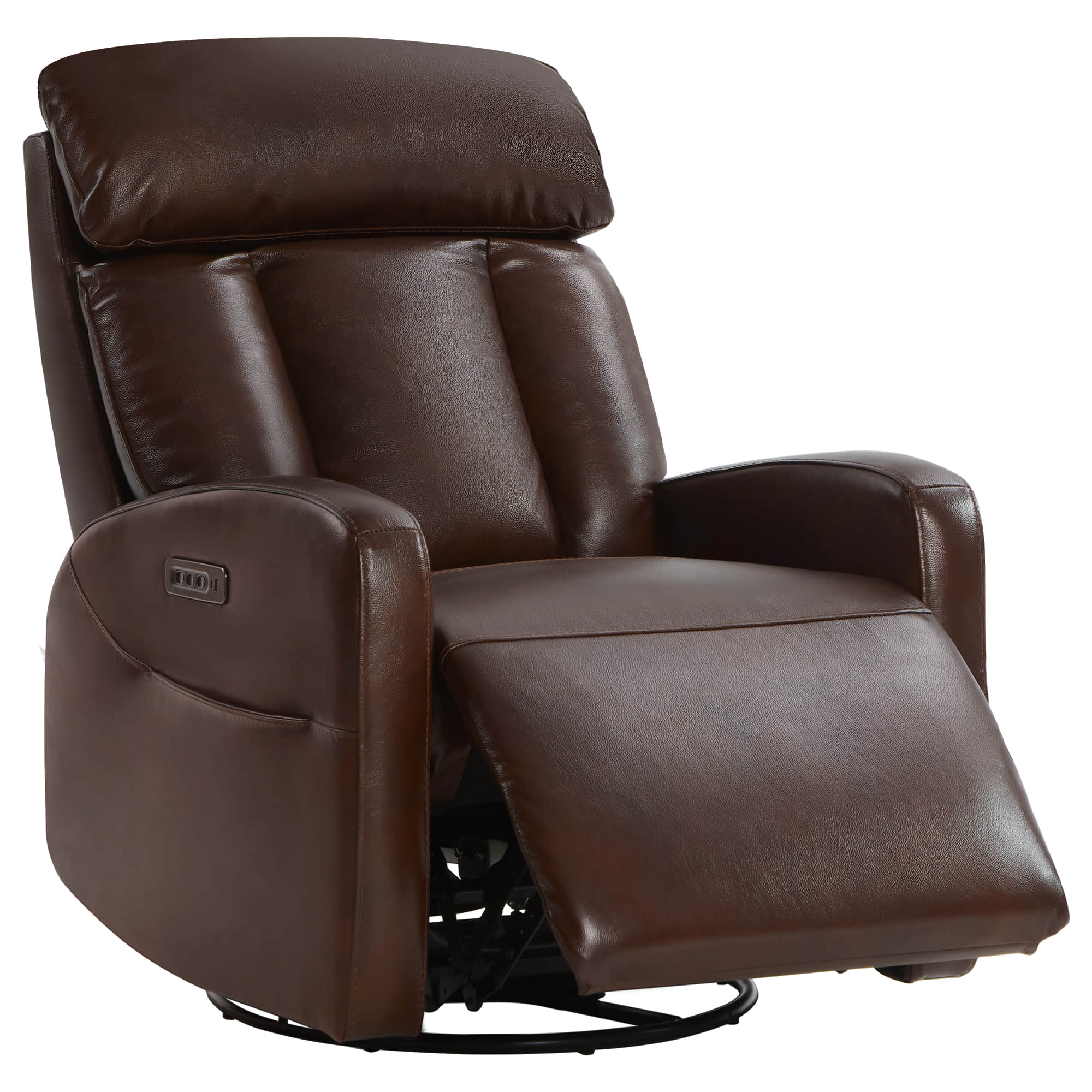 Fauteuil inclinable pivotant en cuir véritable Maxwell avec lombaire et appui-tête électriques
