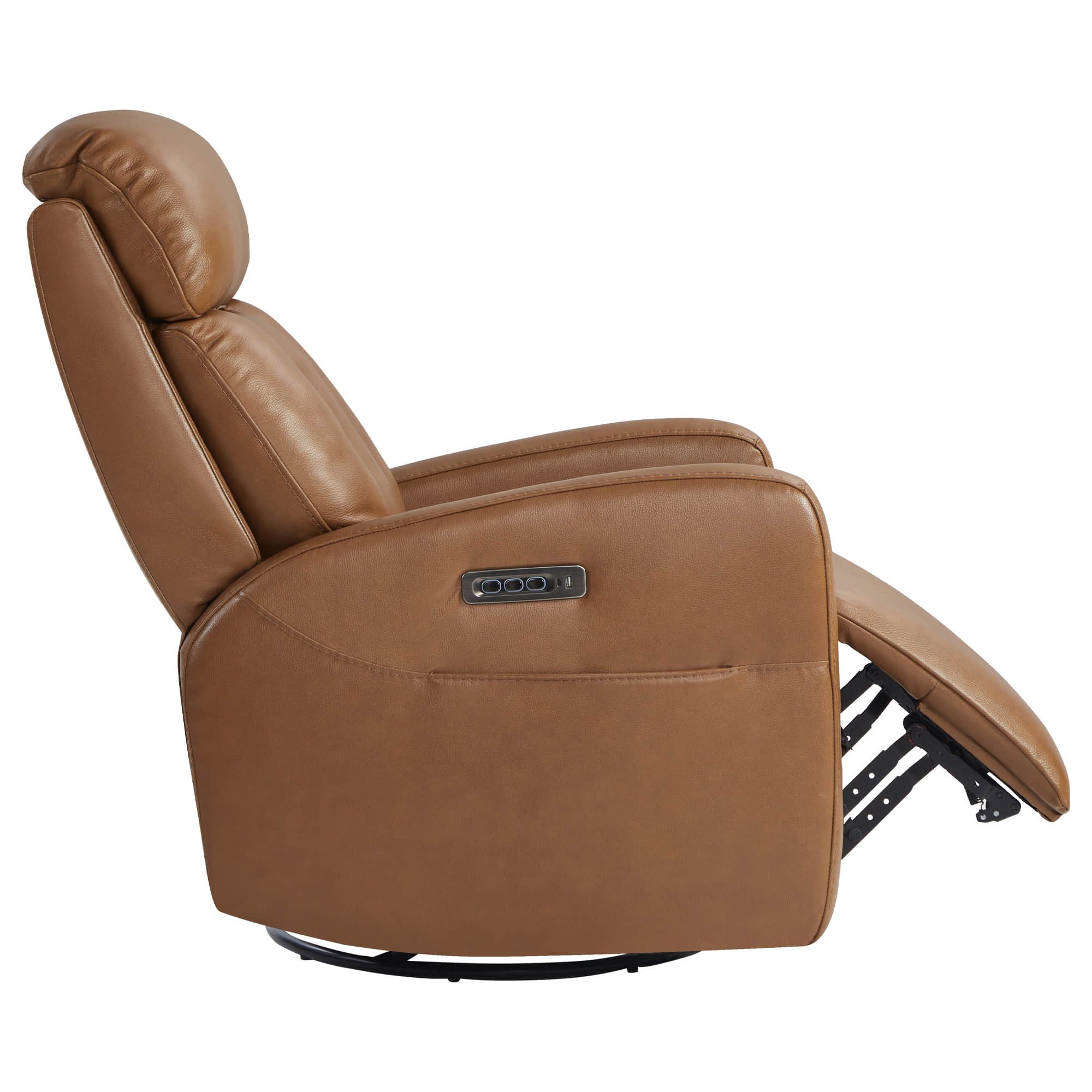 Fauteuil inclinable pivotant en cuir véritable Maxwell avec lombaire et appui-tête électriques