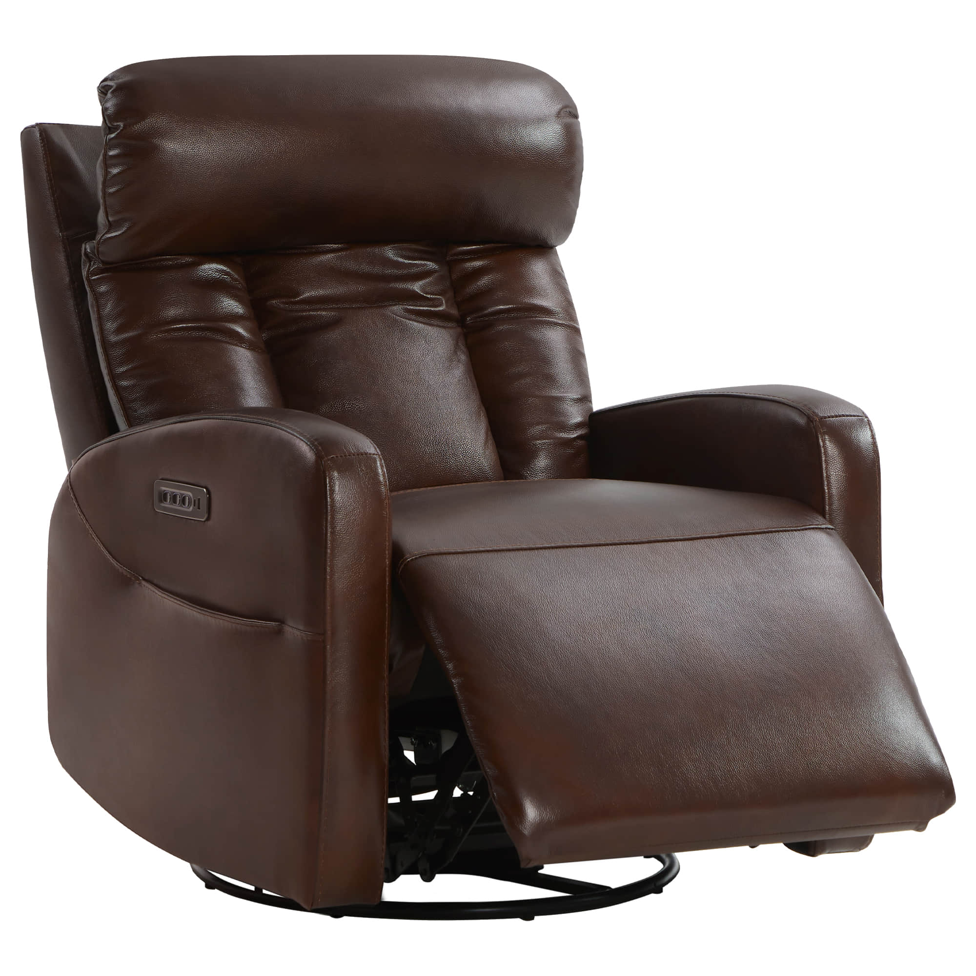 Fauteuil inclinable pivotant en cuir véritable Maxwell avec lombaire et appui-tête électriques