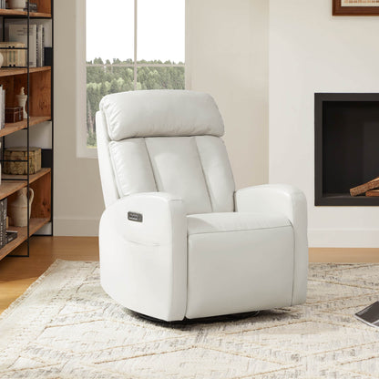 Fauteuil inclinable pivotant en cuir véritable Maxwell avec lombaire et appui-tête électriques