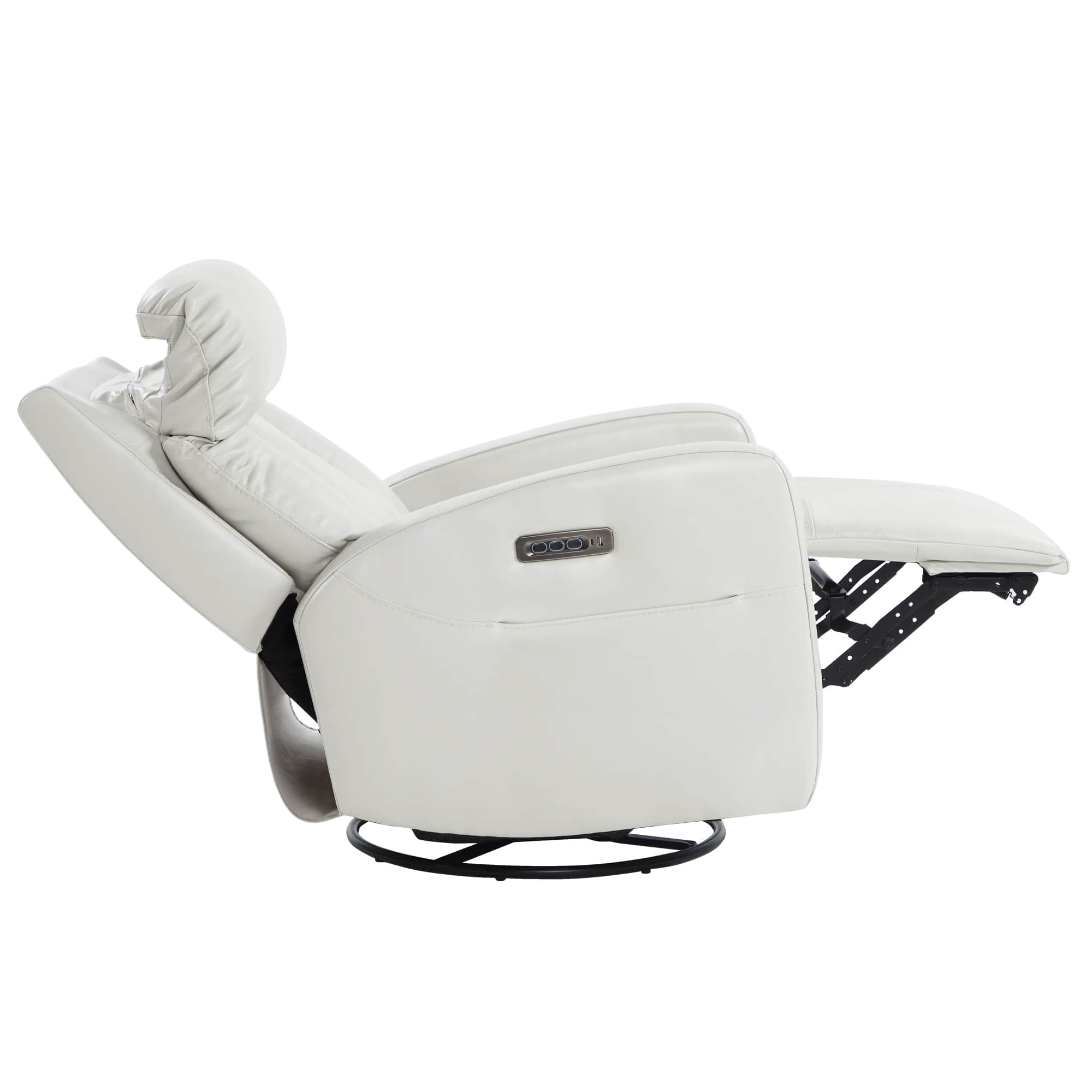 Fauteuil inclinable pivotant en cuir véritable Maxwell avec lombaire et appui-tête électriques