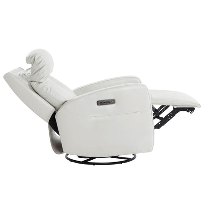 Fauteuil inclinable pivotant en cuir véritable Maxwell avec lombaire et appui-tête électriques