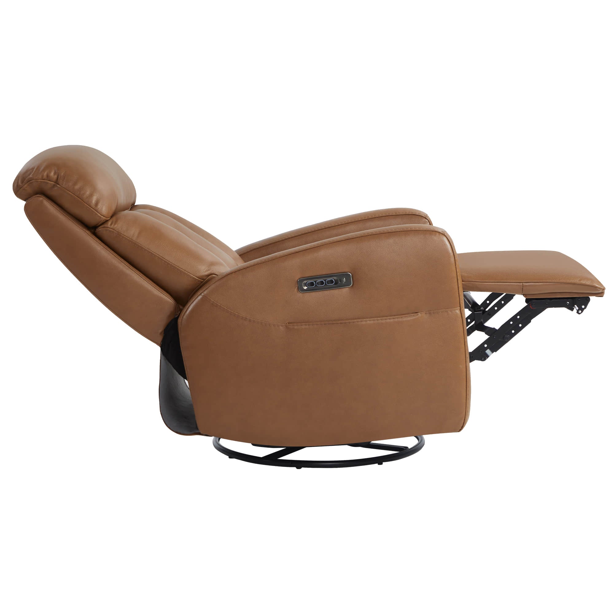 Fauteuil inclinable pivotant en cuir véritable Maxwell avec lombaire et appui-tête électriques