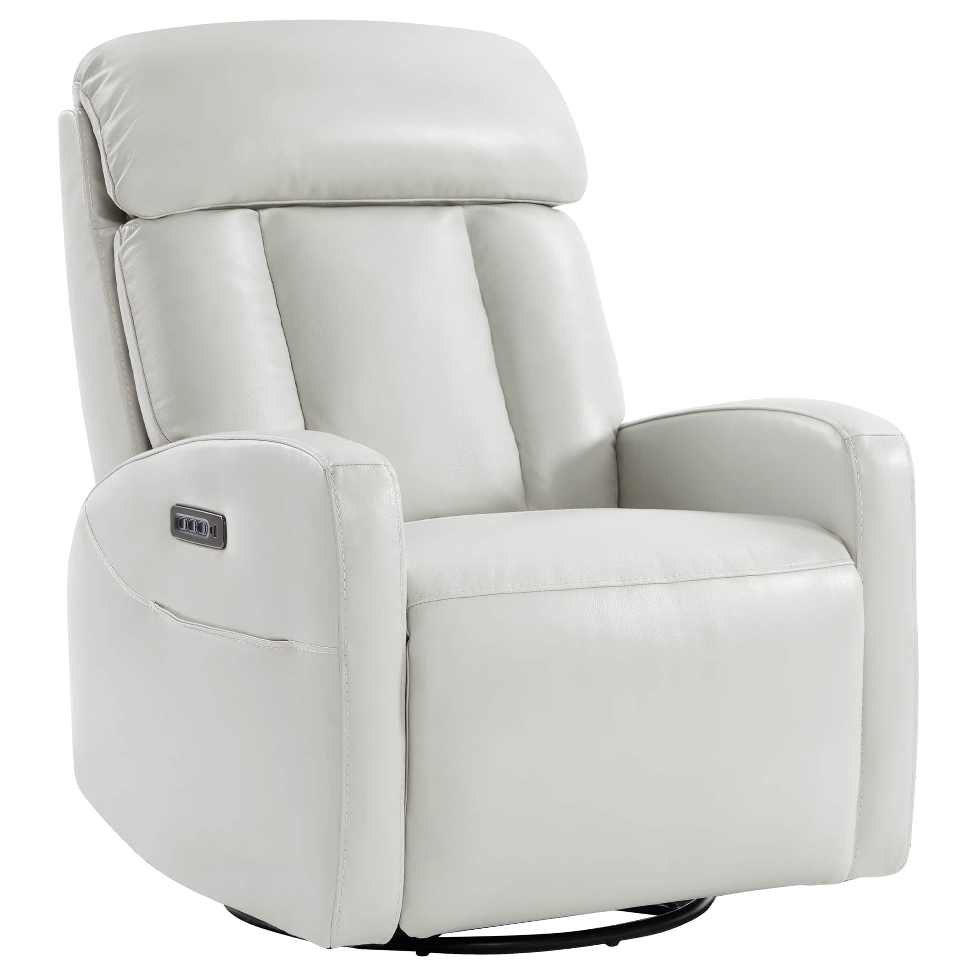 Fauteuil inclinable pivotant en cuir véritable Maxwell avec lombaire et appui-tête électriques