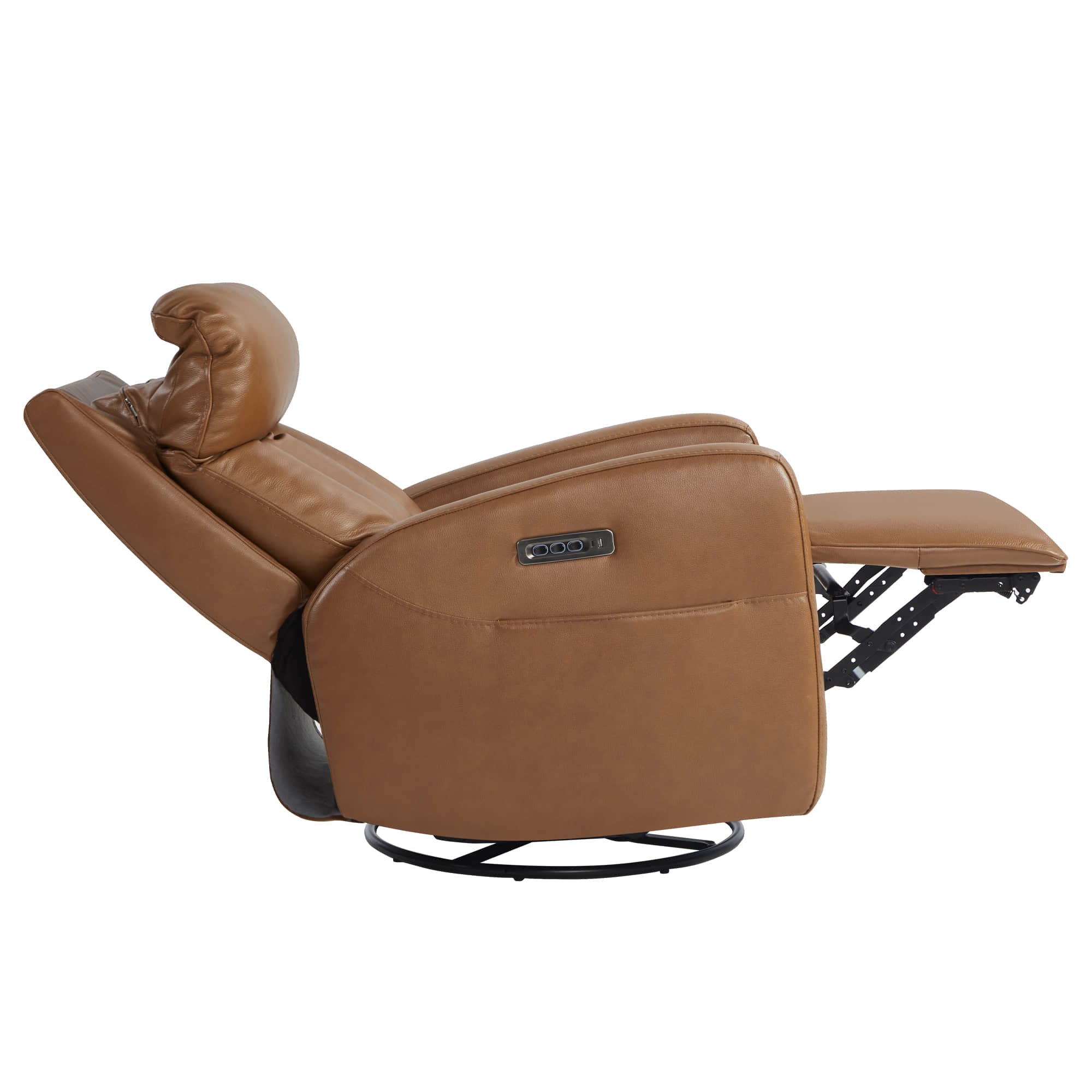 Fauteuil inclinable pivotant en cuir véritable Maxwell avec lombaire et appui-tête électriques