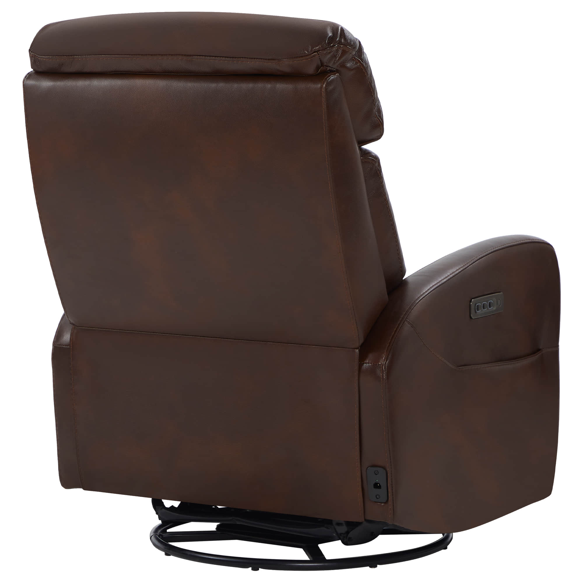 Fauteuil inclinable pivotant en cuir véritable Maxwell avec lombaire et appui-tête électriques