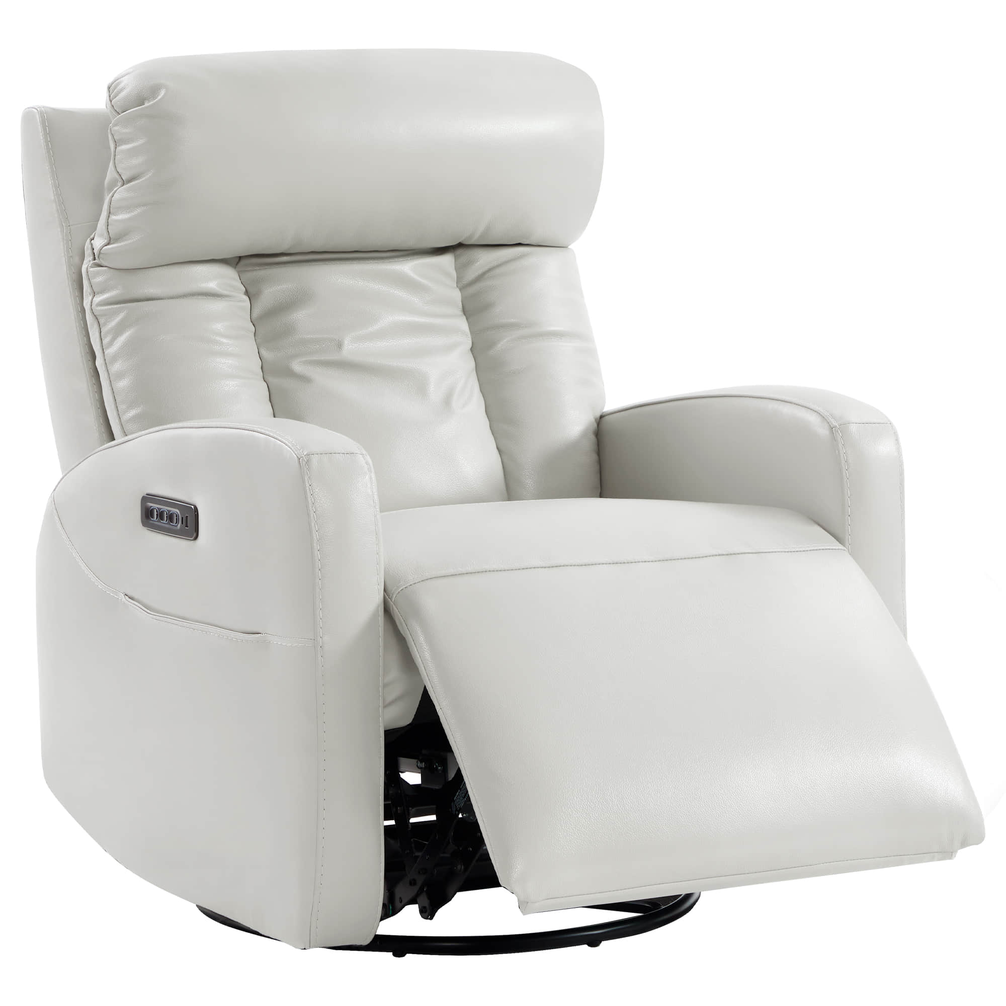 Fauteuil inclinable pivotant en cuir véritable Maxwell avec lombaire et appui-tête électriques