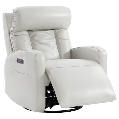 Fauteuil inclinable pivotant en cuir véritable Maxwell avec lombaire et appui-tête électriques