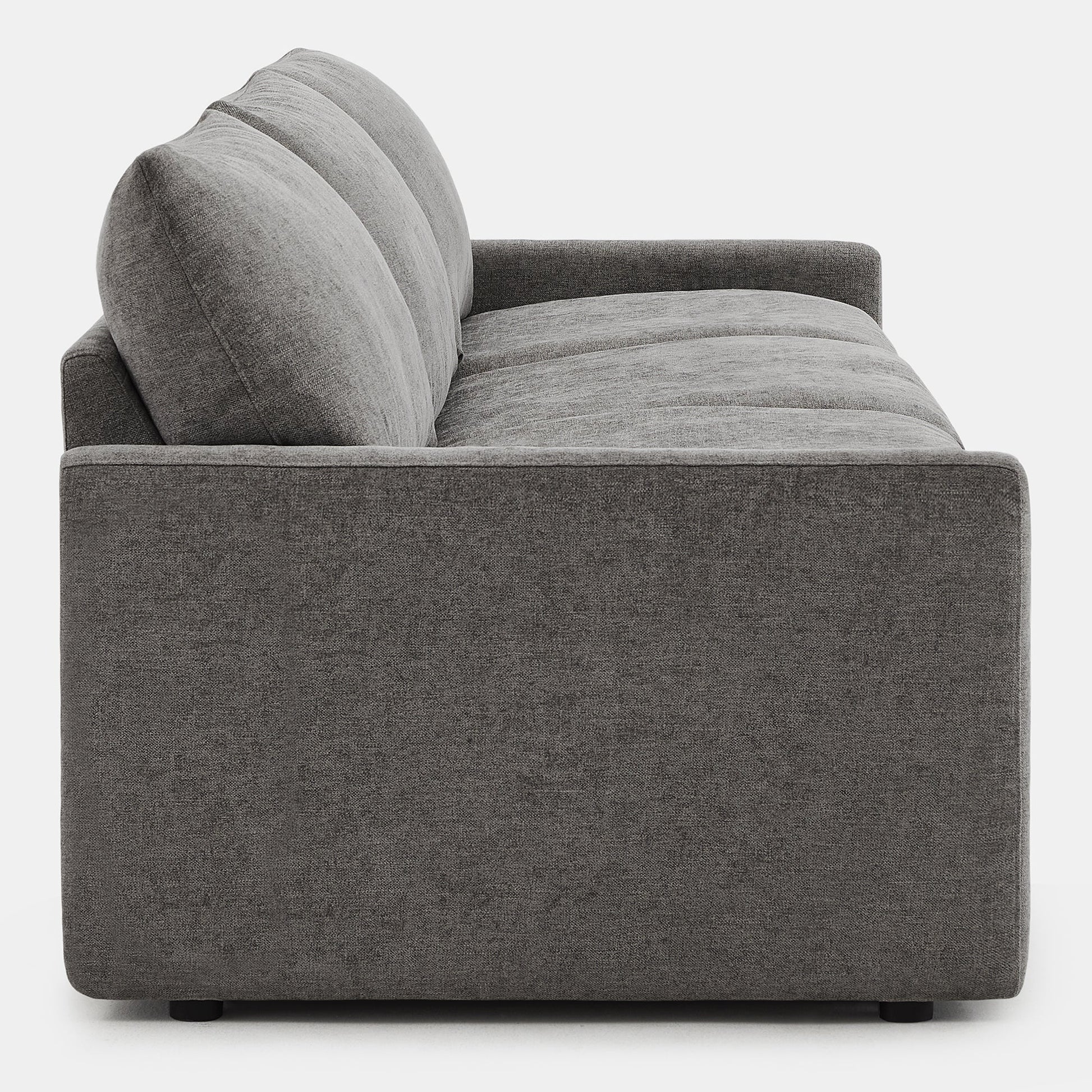 Side view of Ohana 3-Seat Motion Modular Sofa in grey with soft cushions - CHITA Living