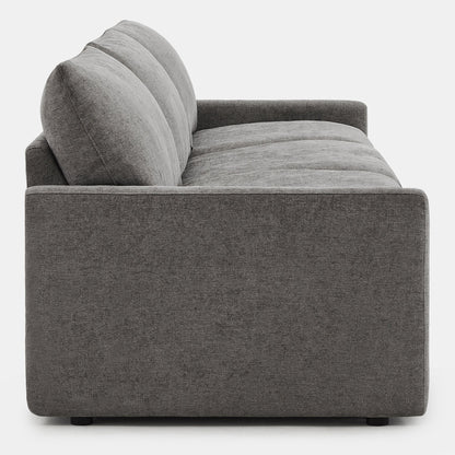 Side view of Ohana 3-Seat Motion Modular Sofa in grey with soft cushions - CHITA Living