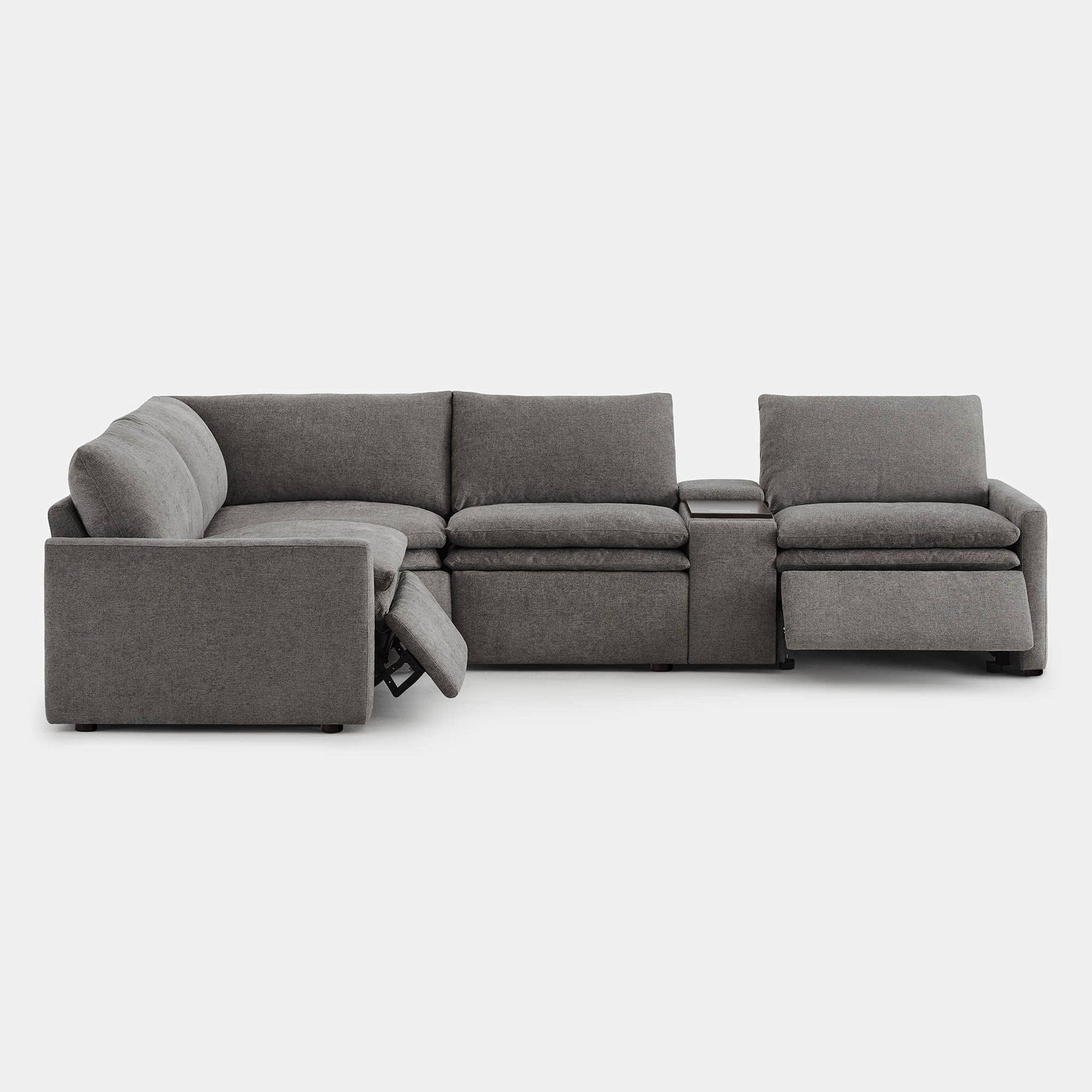 Ohana 4-Seat Motion Modular Sofa in grey with recliner and console - CHITA Living