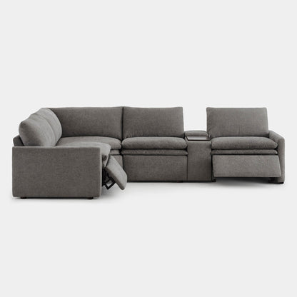 Ohana 4-Seat Motion Modular Sofa in grey with recliner and console - CHITA Living
