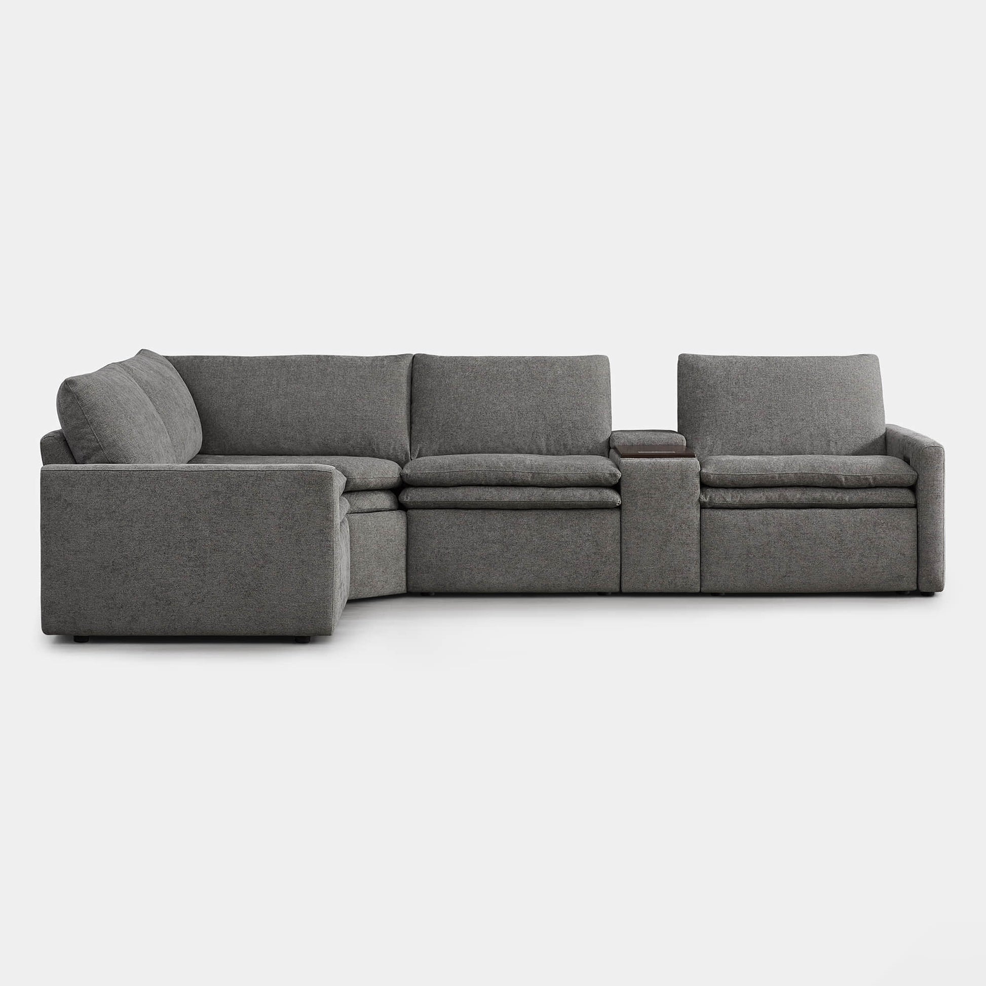 Grey modular sofa with recliner and console, perfect for comfortable living spaces - CHITA Living
