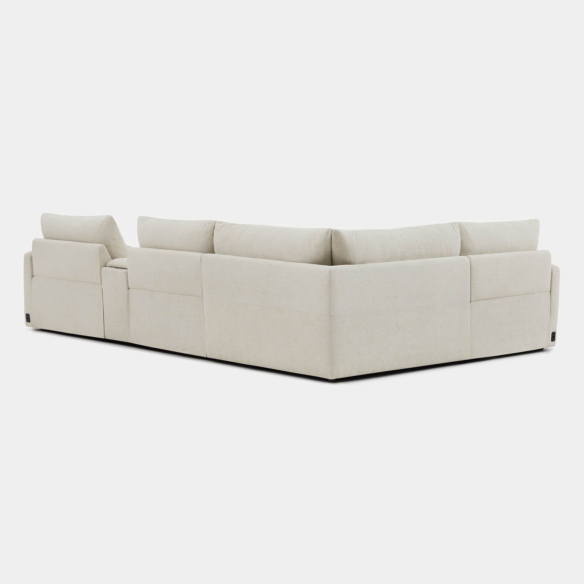 Beige Ohana 4-Seat Motion Modular Sofa with recliner and console for cozy living areas - CHITA Living