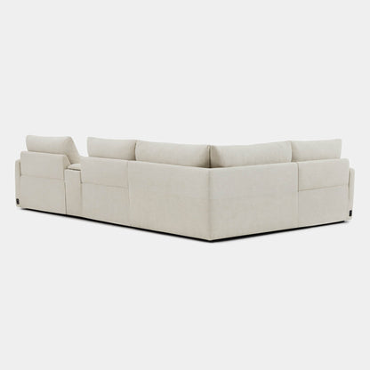 Beige Ohana 4-Seat Motion Modular Sofa with recliner and console for cozy living areas - CHITA Living