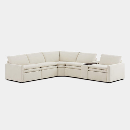 Ohana 5-seat modular sofa in soft beige with sleek design and deep, plush cushions - CHITA Living