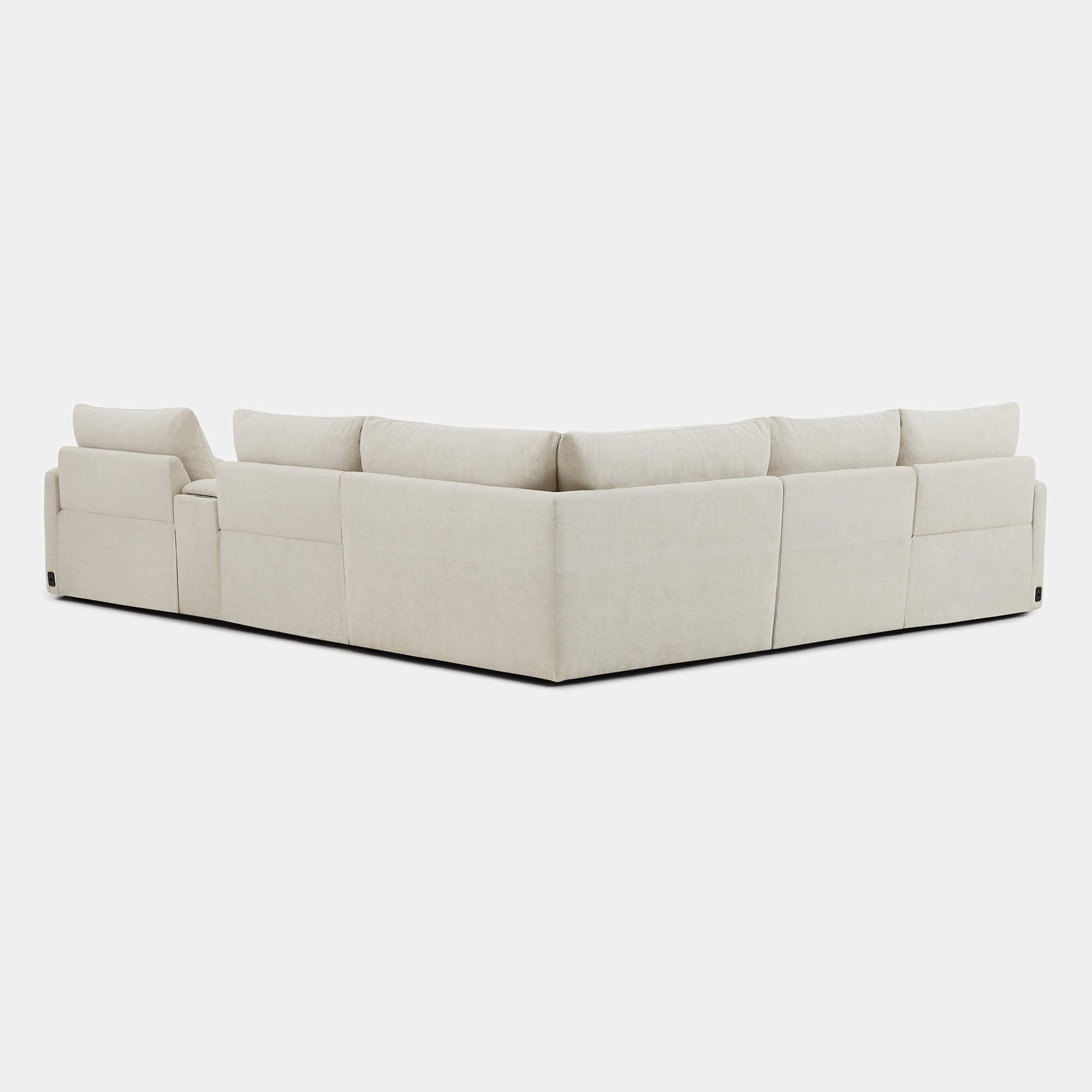 L-shaped Ohana 5-seat modular sofa in soft beige with deep plush cushions for stylish comfort - CHITA Living