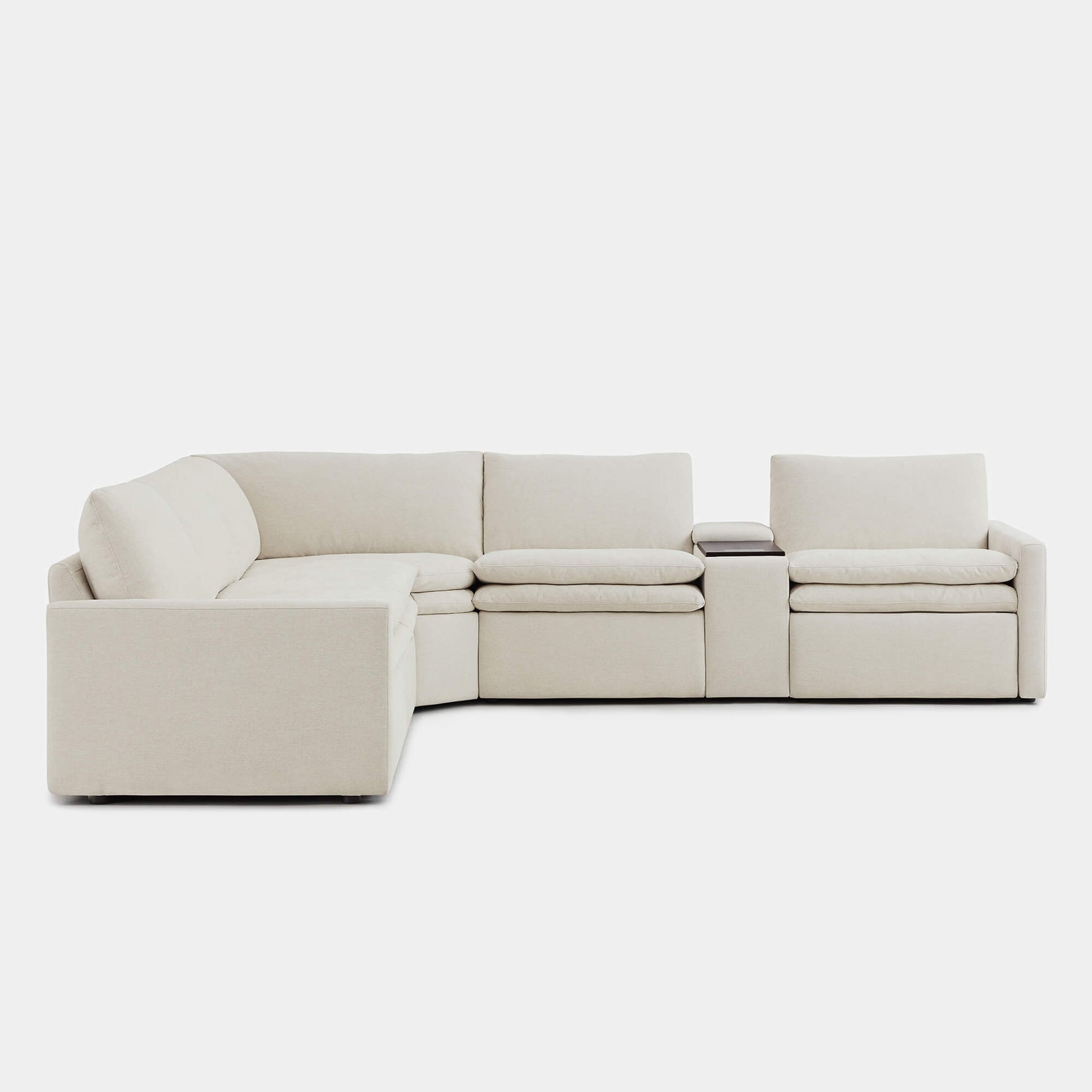 L-shaped Ohana 5-seat modular sofa in light beige with plush cushions and sleek design - CHITA Living