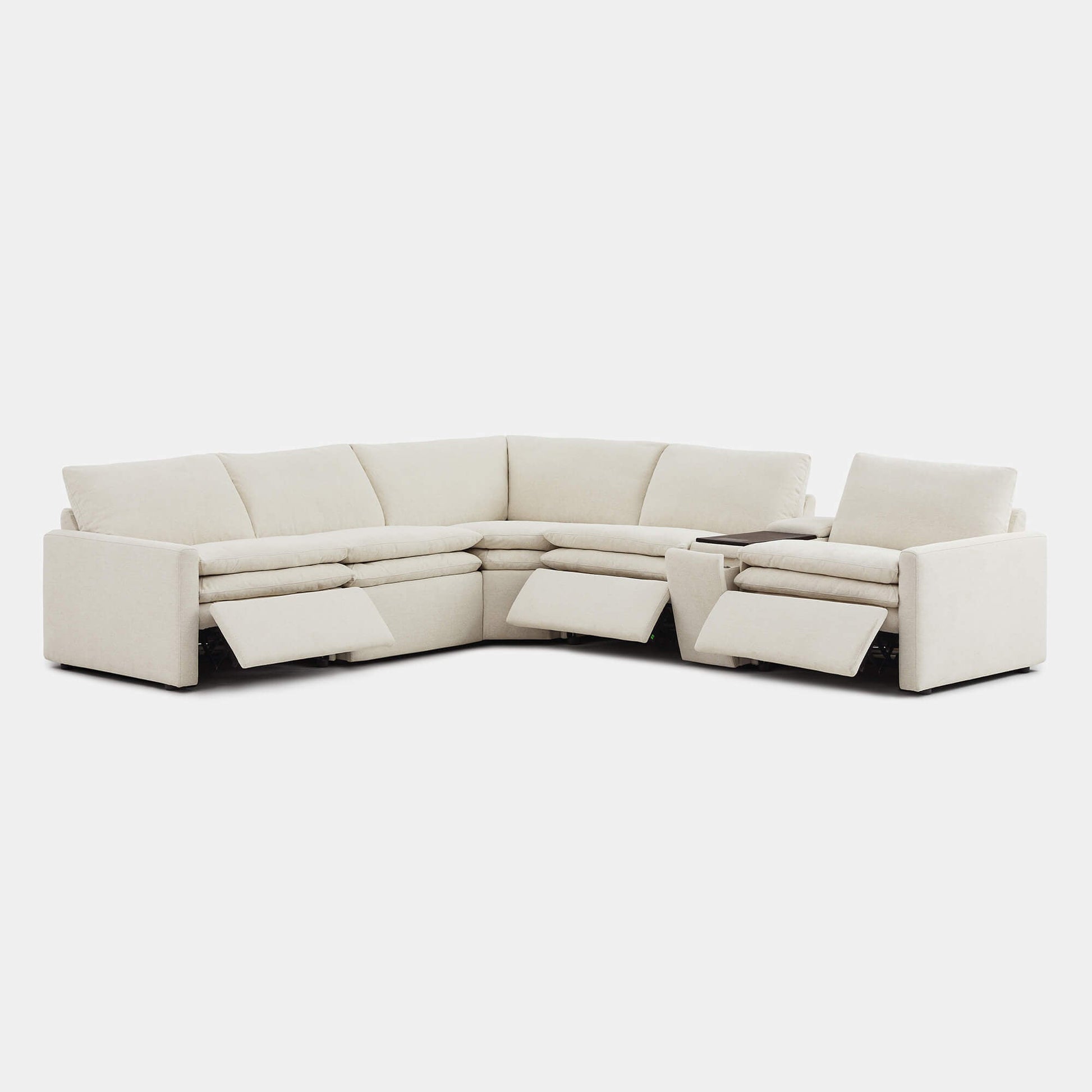 L-shaped Ohana 5-seat modular sofa in soft beige with reclining features and plush cushions - CHITA Living