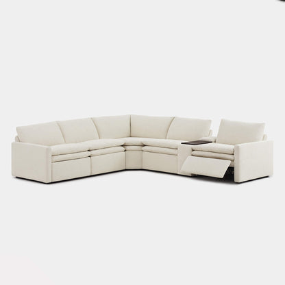 L-shaped Ohana 5-seat modular sofa in soft beige with reclining sections for modern comfort - CHITA Living