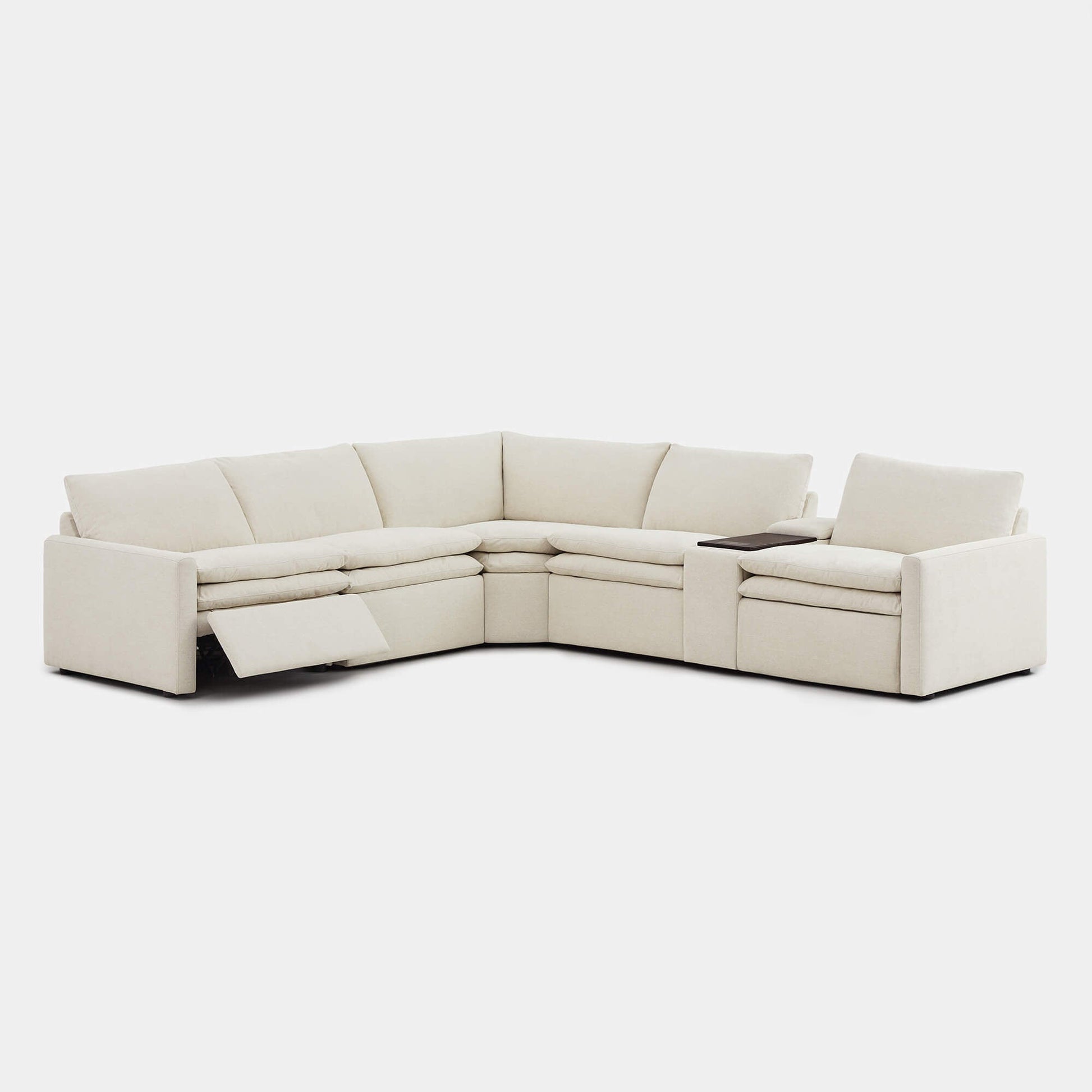 L-shaped Ohana 5-seat modular sofa in light beige with plush cushions and reclining features - CHITA Living