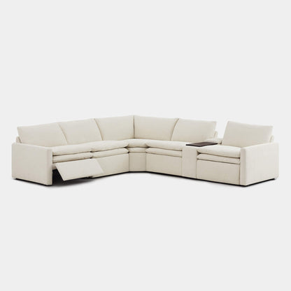 L-shaped Ohana 5-seat modular sofa in light beige with plush cushions and reclining features - CHITA Living