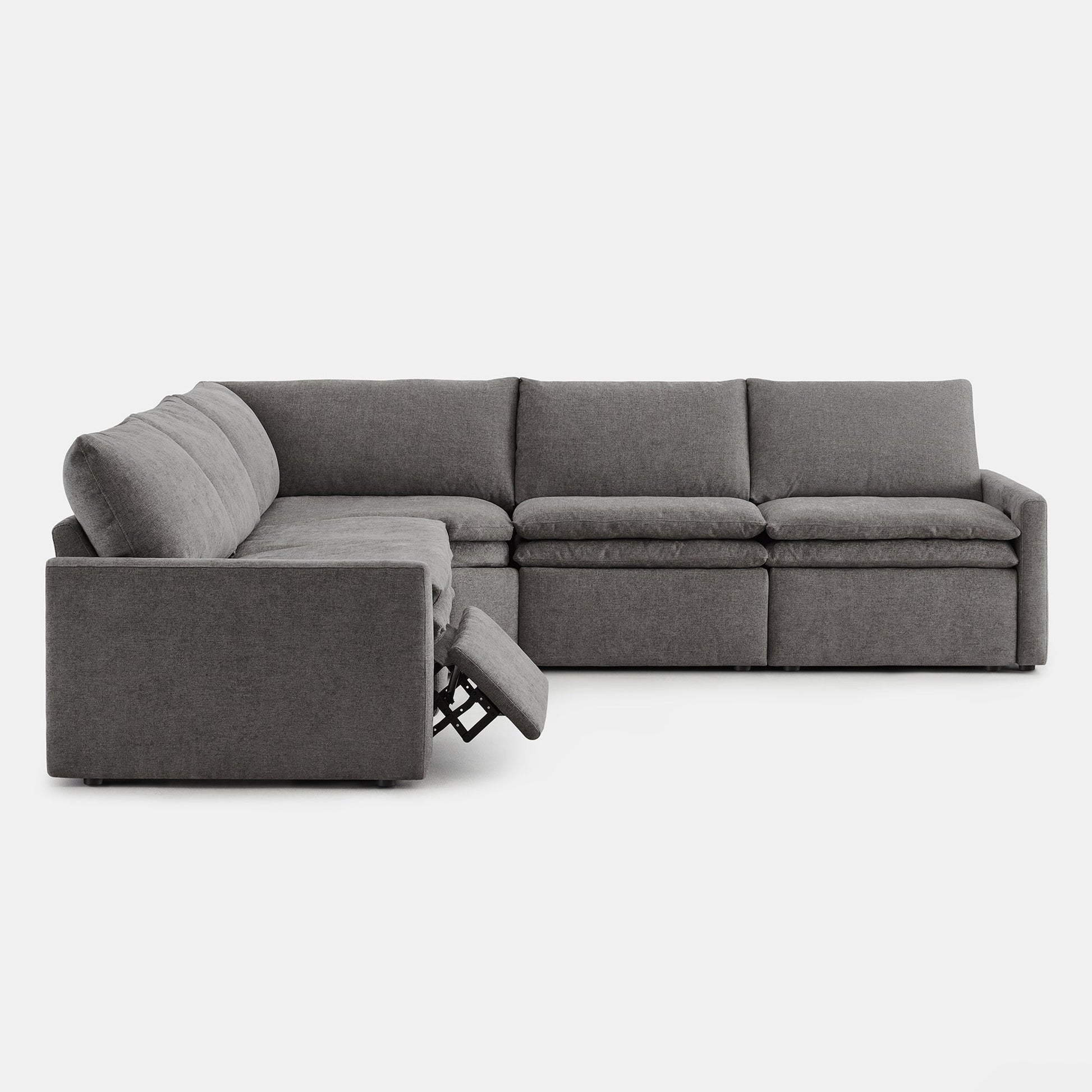 Comfortable grey modular sofa with reclining feature and plush cushions for modern living - CHITA Living
