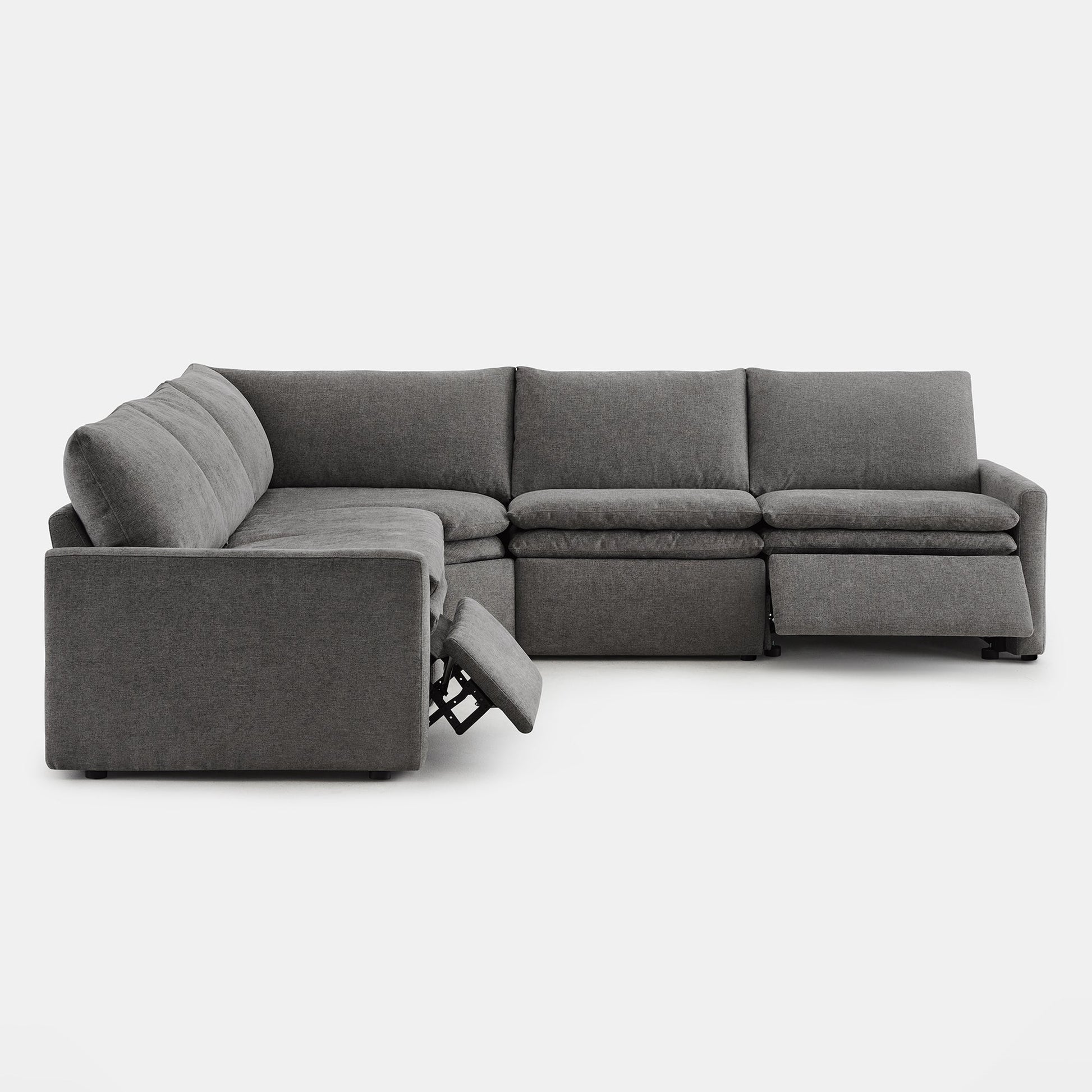 Ohana modular sectional sofa in grey showcasing sleek design and reclining seats for comfort - CHITA Living