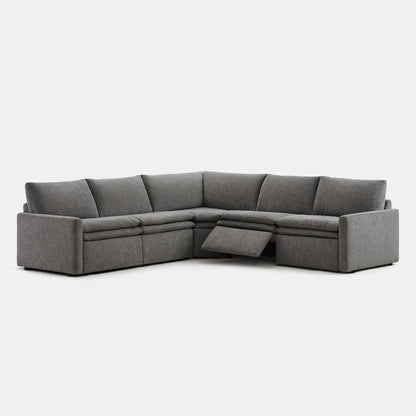 Versatile grey Ohana 5-seat modular sofa with reclining sections and deep, plush cushions - CHITA Living
