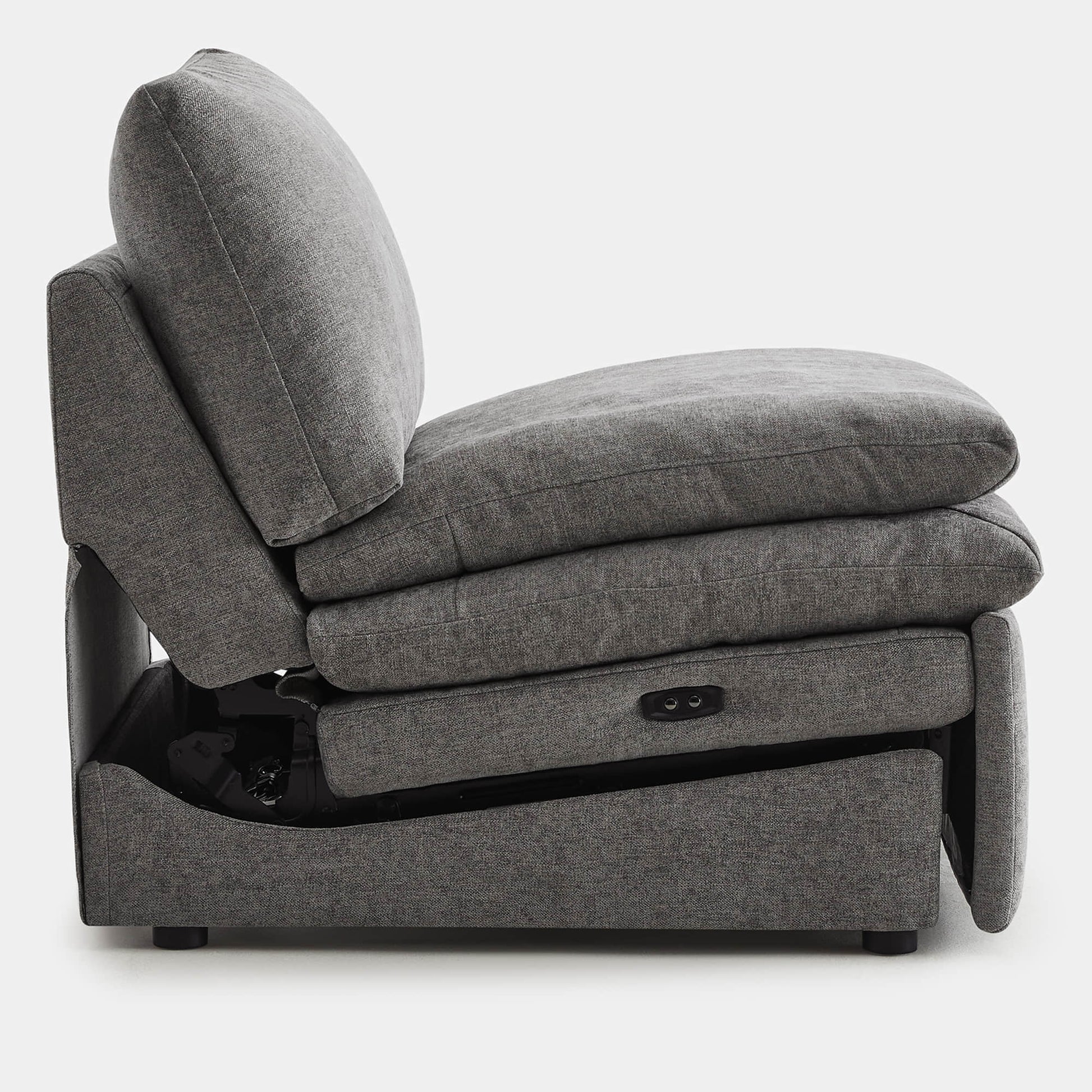 Gray armless recliner with plush cushions and extended footrest for maximum comfort - CHITA Living