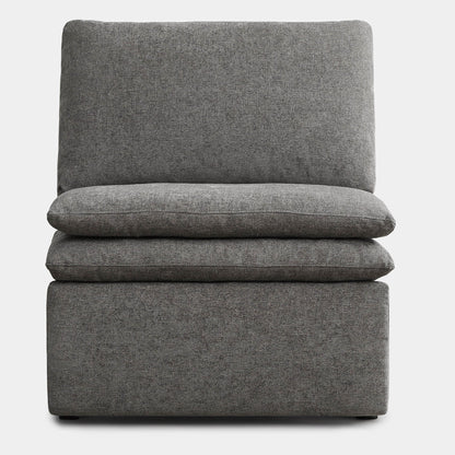 Front view of gray armless recliner with plush reversible cushions for stylish comfort - CHITA Living