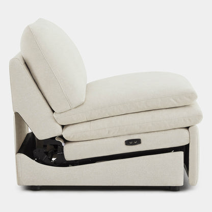 Cream armless recliner chair with plush cushions and USB charging ports - CHITA Living