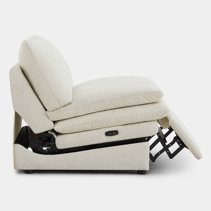 Cream armless recliner showcasing plush cushions and reclining mechanism for ultimate comfort - CHITA Living