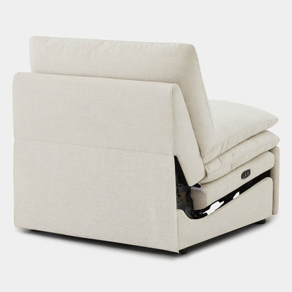 Cream armless recliner in upright position with plush cushions and recline feature - CHITA Living