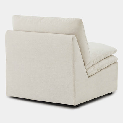 Back view of cream armless chair with plush cushions for modern living spaces - CHITA Living