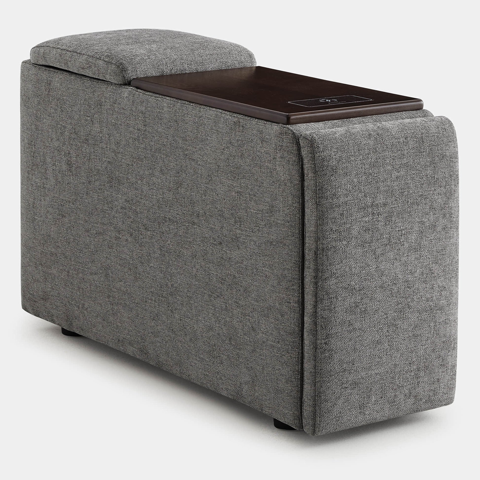 Side view of Ohana Modular Sofa grey console with built-in USB and Type-C charging ports - CHITA Living