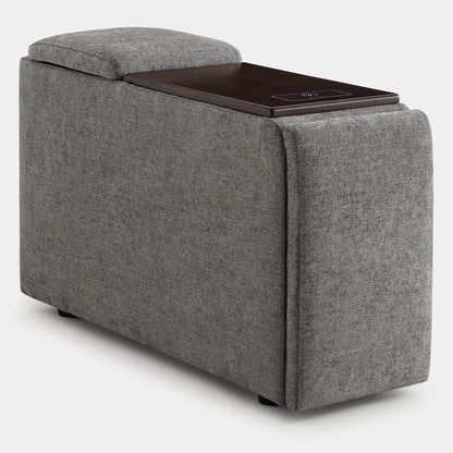 Side view of Ohana Modular Sofa grey console with built-in USB and Type-C charging ports - CHITA Living