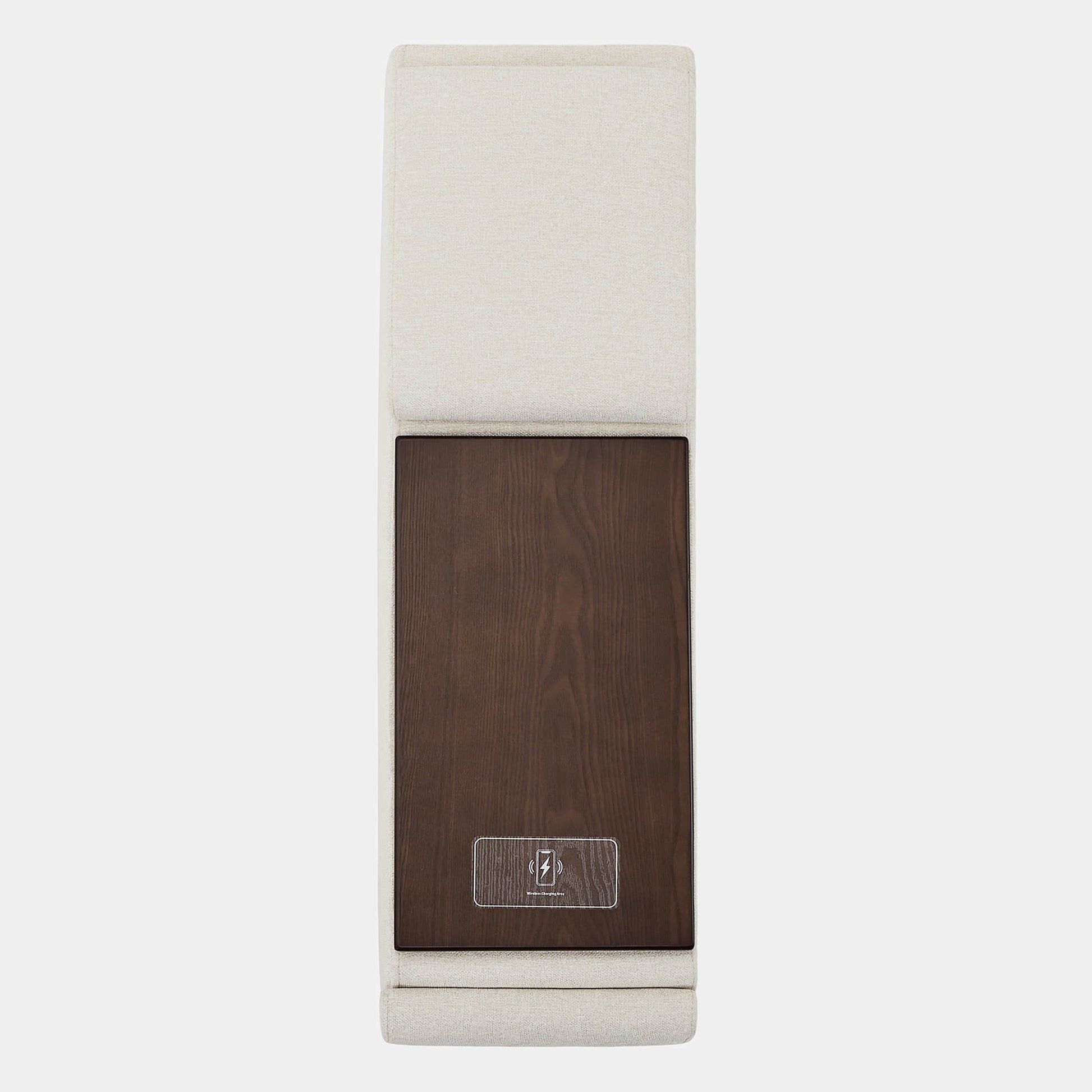 Top view of Ohana modular sofa with wooden console and light fabric - CHITA Living