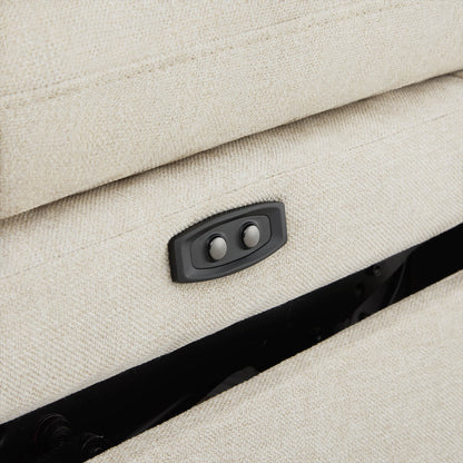 Reclining mechanism and control buttons on Ohana modular sofa in soft beige - CHITA Living