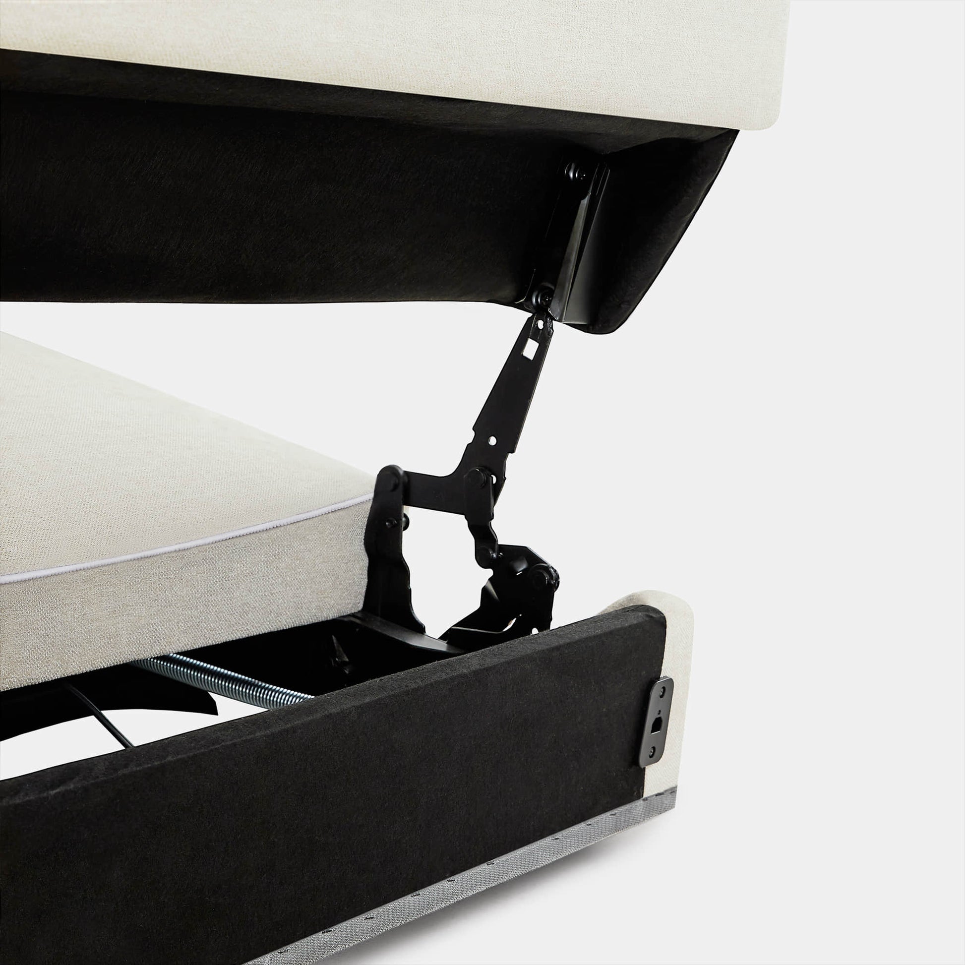 Lift mechanism of Ohana modular sofa for easy access to hidden storage - CHITA Living
