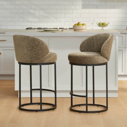 Tanya Modern Chenille Swivel Counter Stool (Set of 2)