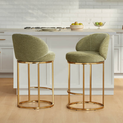Tanya Modern Chenille Swivel Counter Stool (Set of 2)