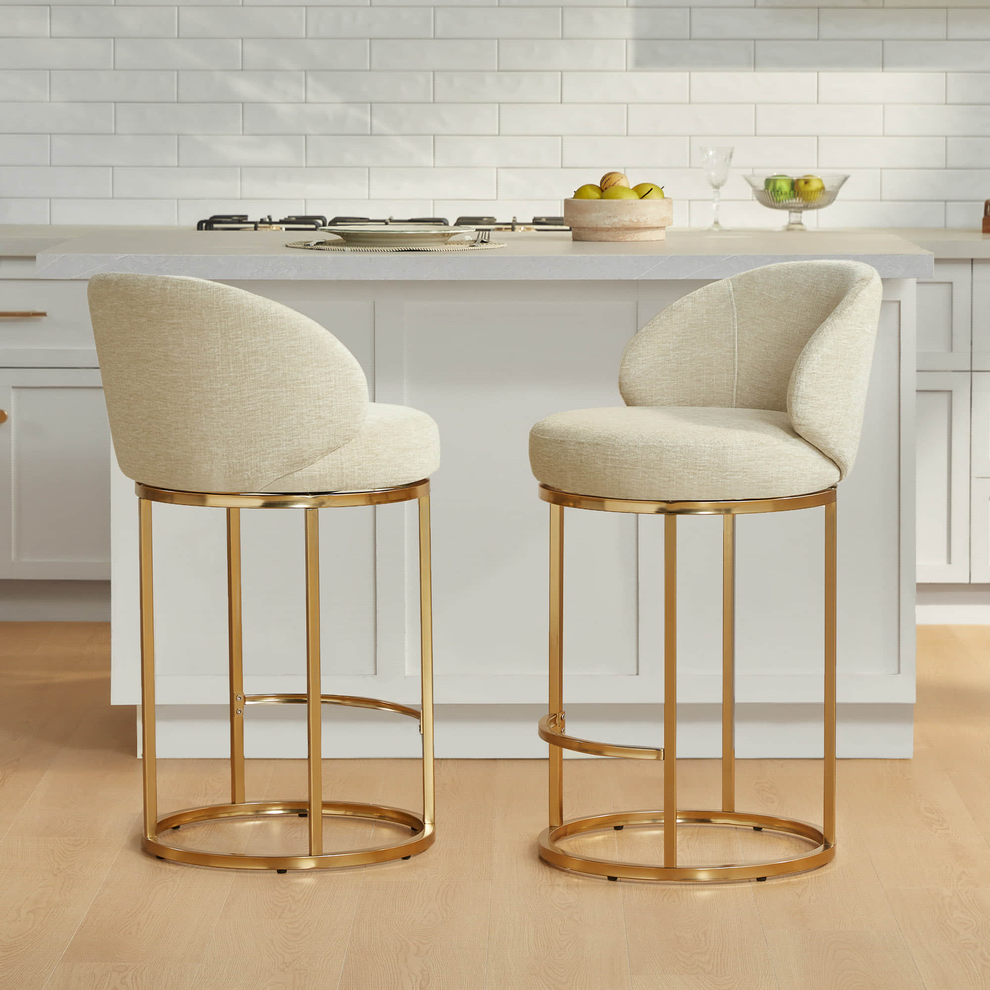 Tanya Modern Chenille Swivel Counter Stool (Set of 2)