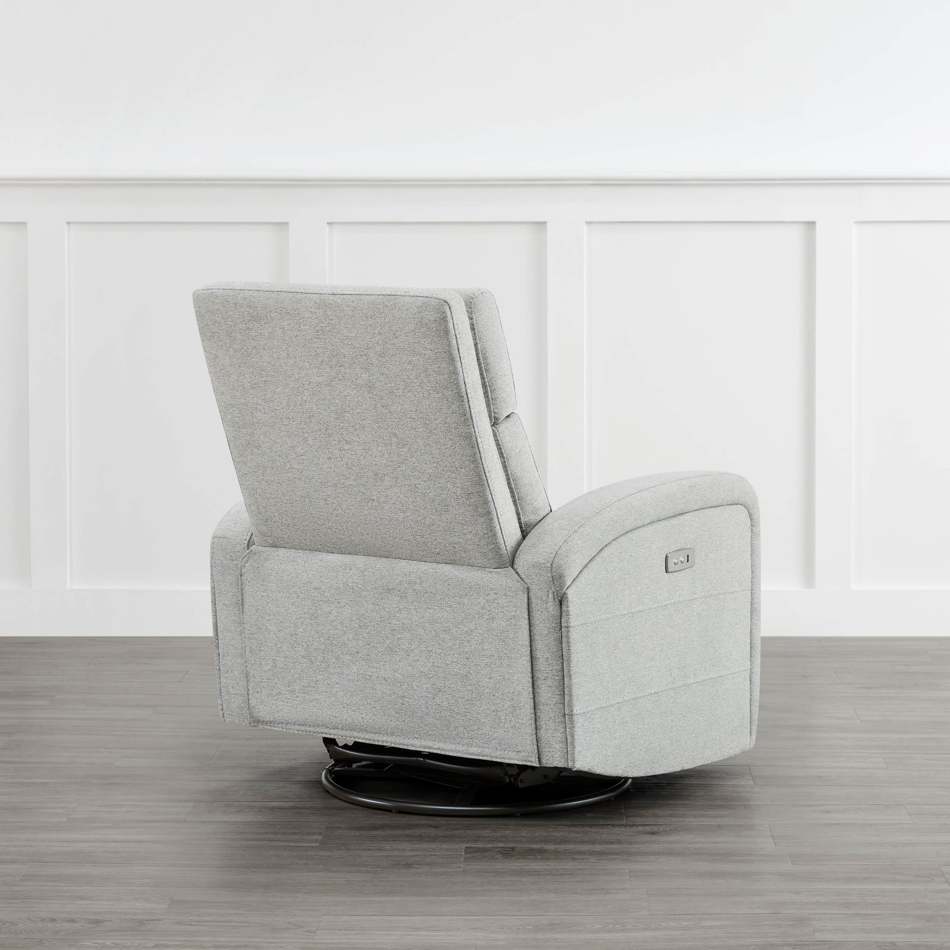 Light gray Theo Power Swivel Glider Recliner in reclined position with sleek design - CHITA Living