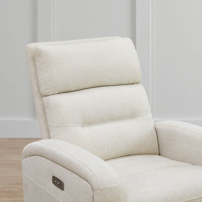 Cream Theo Power Swivel Glider Recliner highlighting plush headrest and modern design - CHITA Living