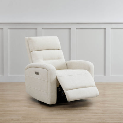 Cream Theo Power Swivel Glider Recliner with modern design and extended footrest - CHITA Living