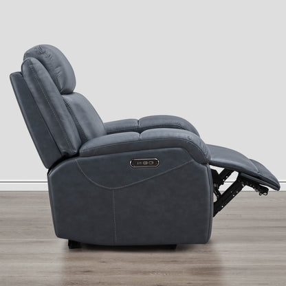 Charcoal grey Isaac Wall Hugger Power Recliner in reclined position with power controls - CHITA Living