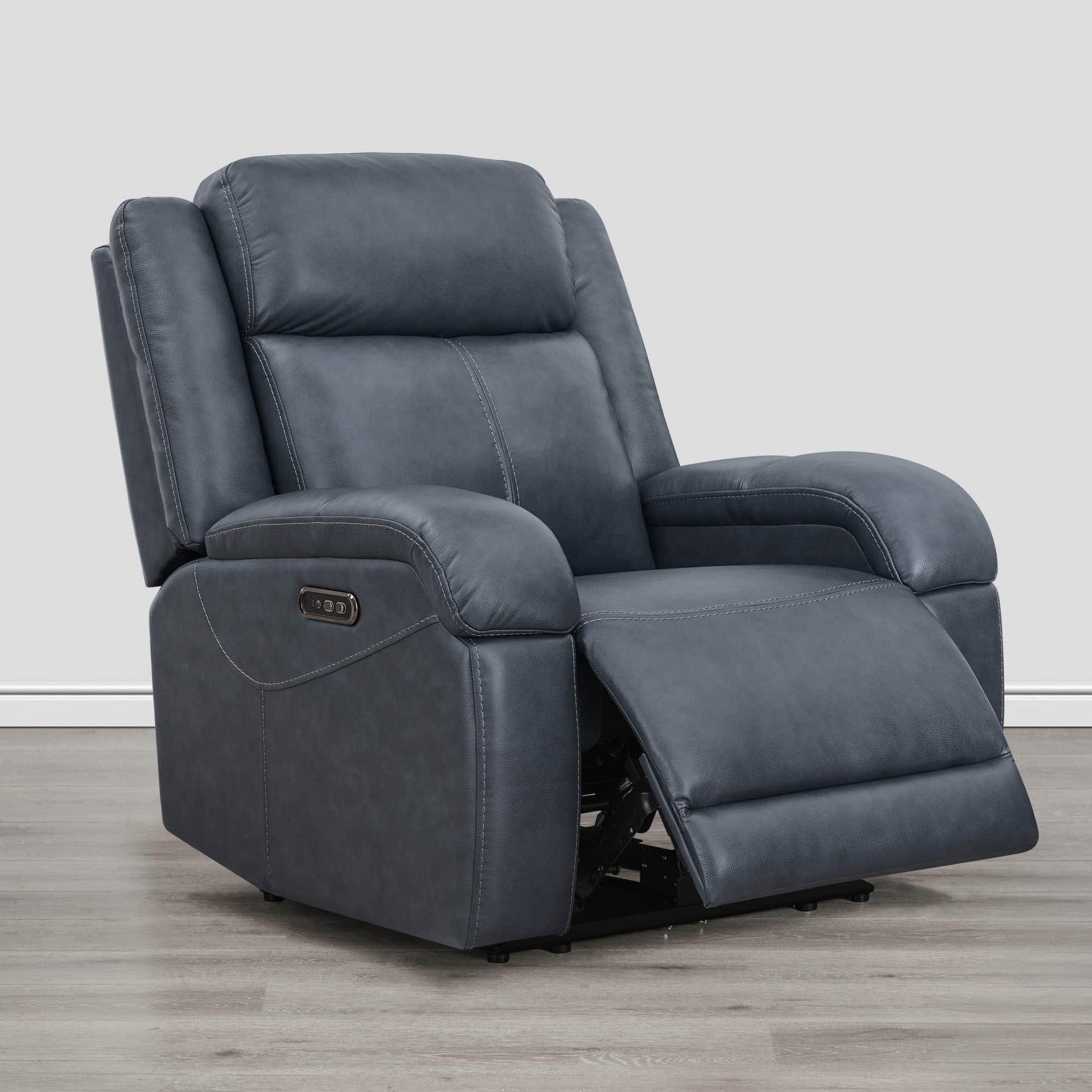 Isaac Wall Hugger Power Recliner in charcoal grey leather with power recline feature - CHITA Living